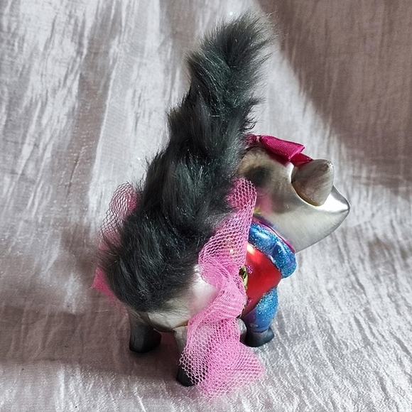 BestPysanky Quirky Raccoon Faux Fur Glass Vintage Christmas Ornament - Picture 4 of 7